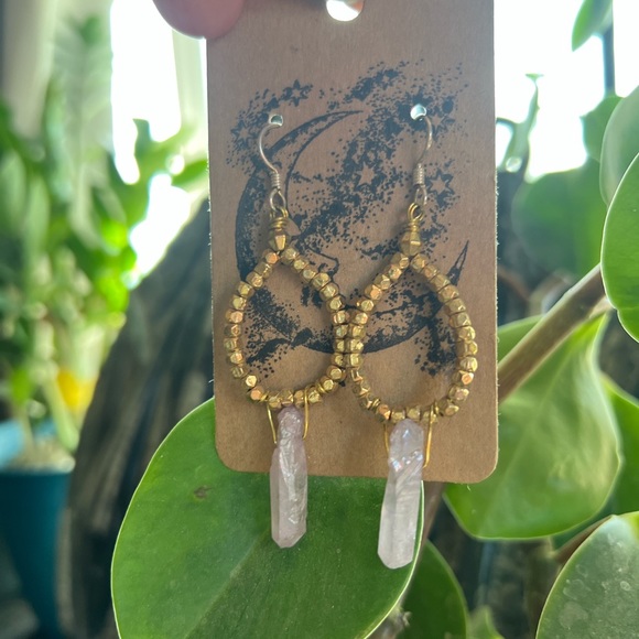 handmade Jewelry - Lavender Aura Quartz Drop Dangle Earrings